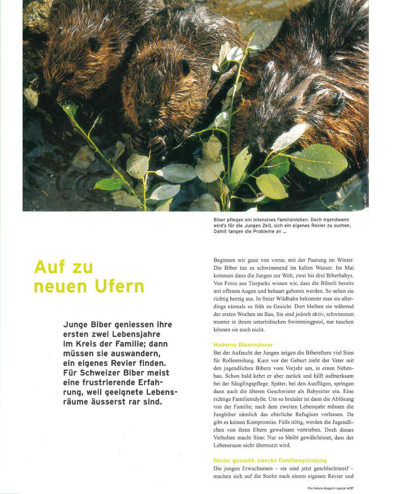 Pro Natura Magazine Spécial 1997: Le castor
