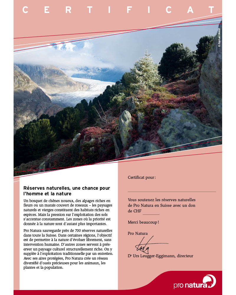 Certificats-cadeaux Pro Natura Réserves naturelles hiver digital